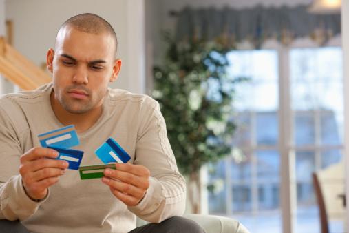 Man with credit cards